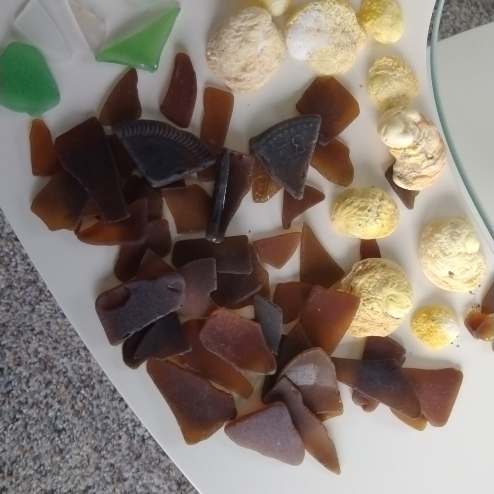 Sea Glass With Yellow Shell Collection - Picture 4 of 10